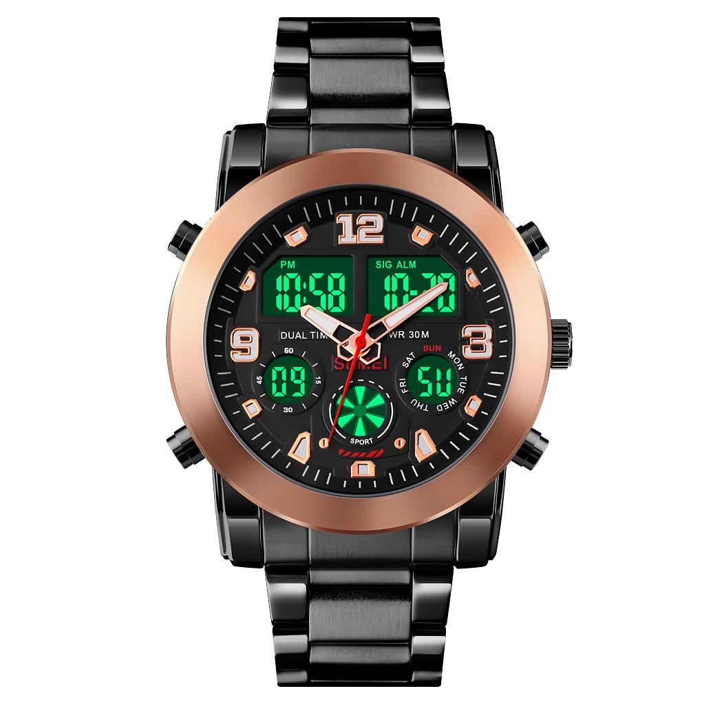 Triple Display Luminous Digital Watch - 1642 - Black 13