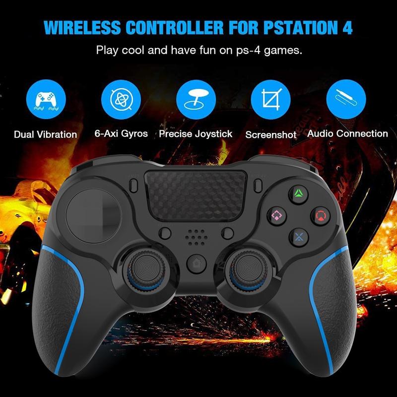 Bluetooth Gamepad for Ps4 Pro with Dual Vibration and Six-axis Control - Black White 5