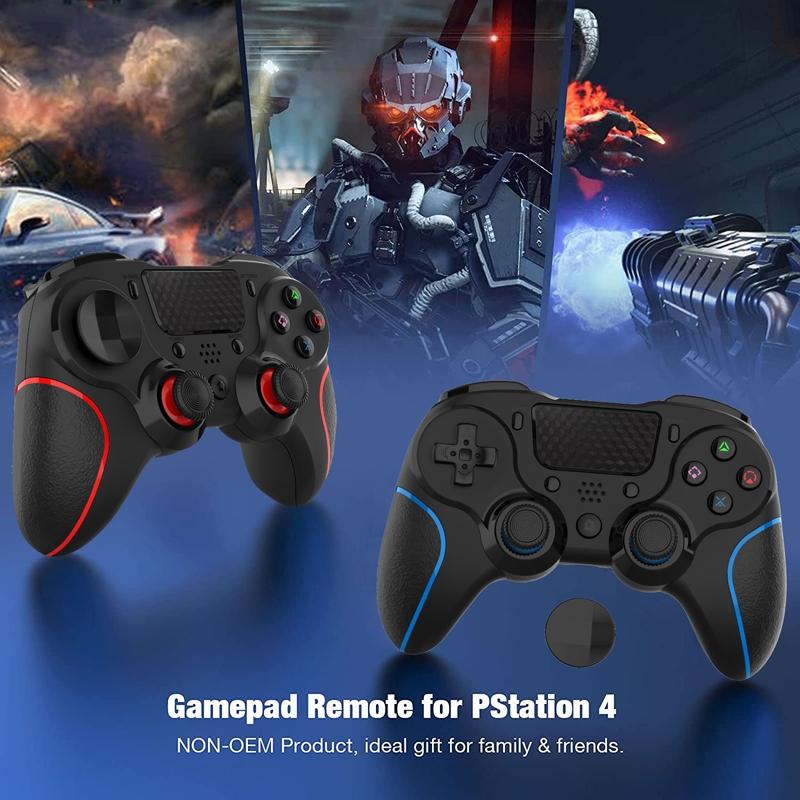 Bluetooth Gamepad for Ps4 Pro with Dual Vibration and Six-axis Control - Black White 6
