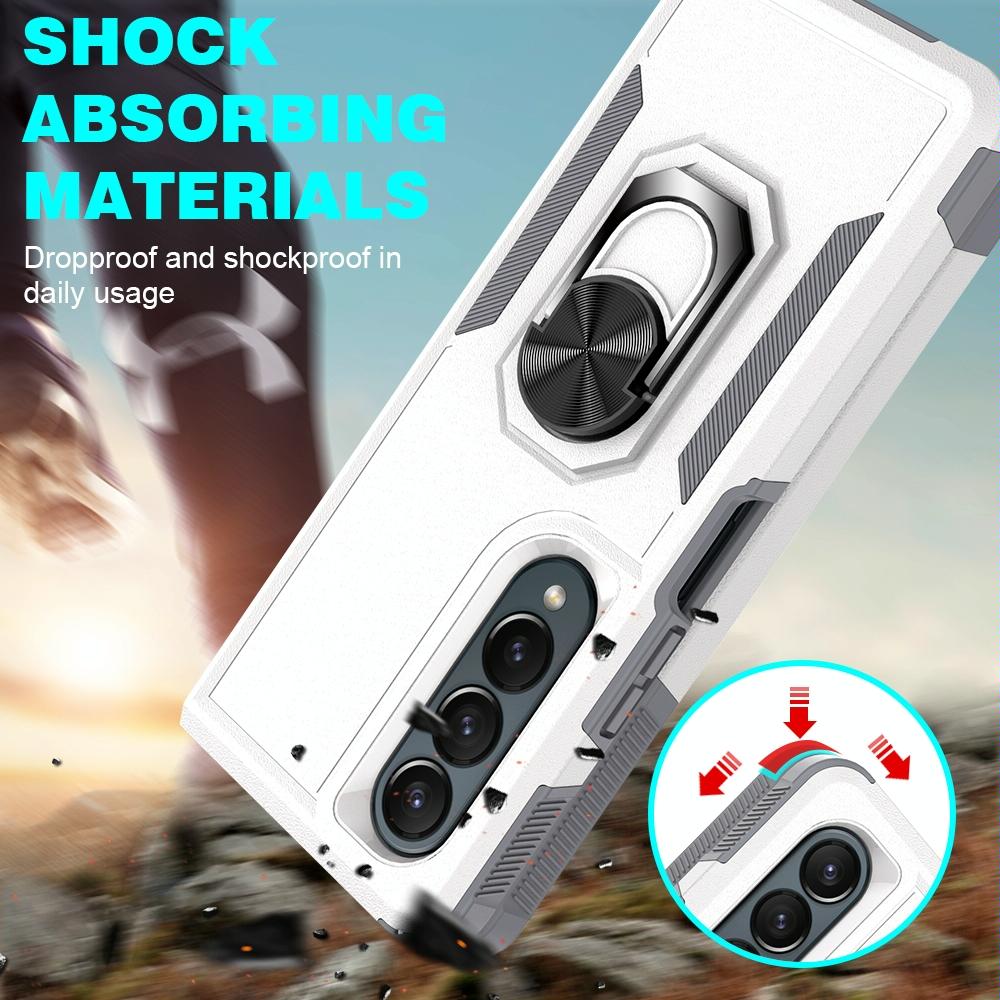For Samsung Galaxy Z Fold4 5G Tpu Shockproof Case With Ring - 2 In 1 Design - Silver 7