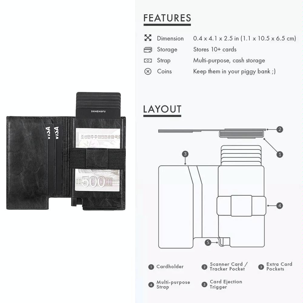Pop-up Rfid Bifold Wallet with Card Holder - Carbon Fiber Black 9