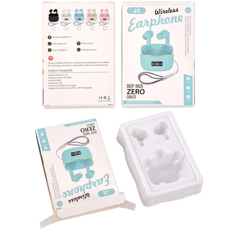 Wireless In-ear Earphones with Digital Charging Case - J2 - Pink 5