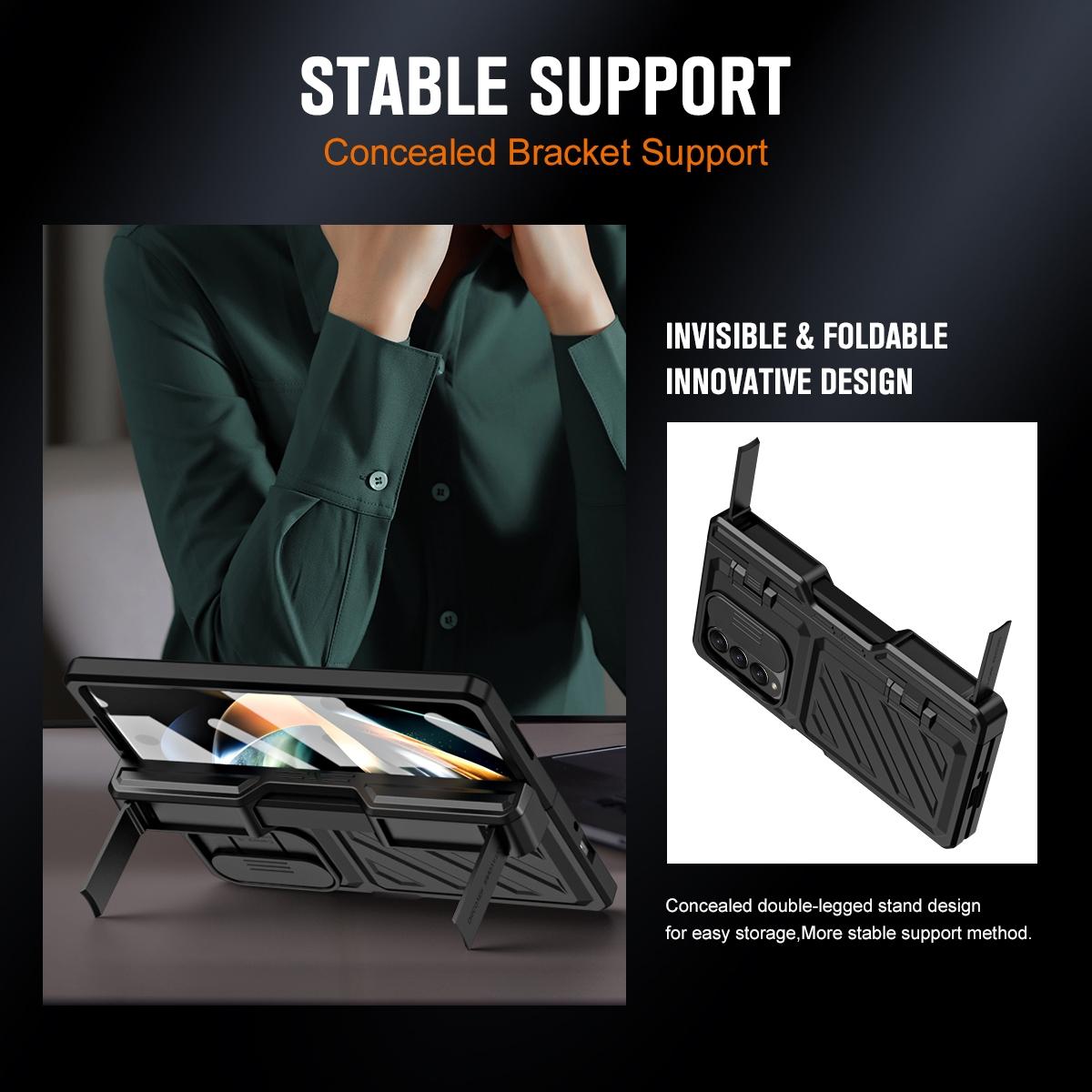 For Samsung Galaxy Z Fold4 5G Shockproof Tpu Pc Case With Pen - Silver 9