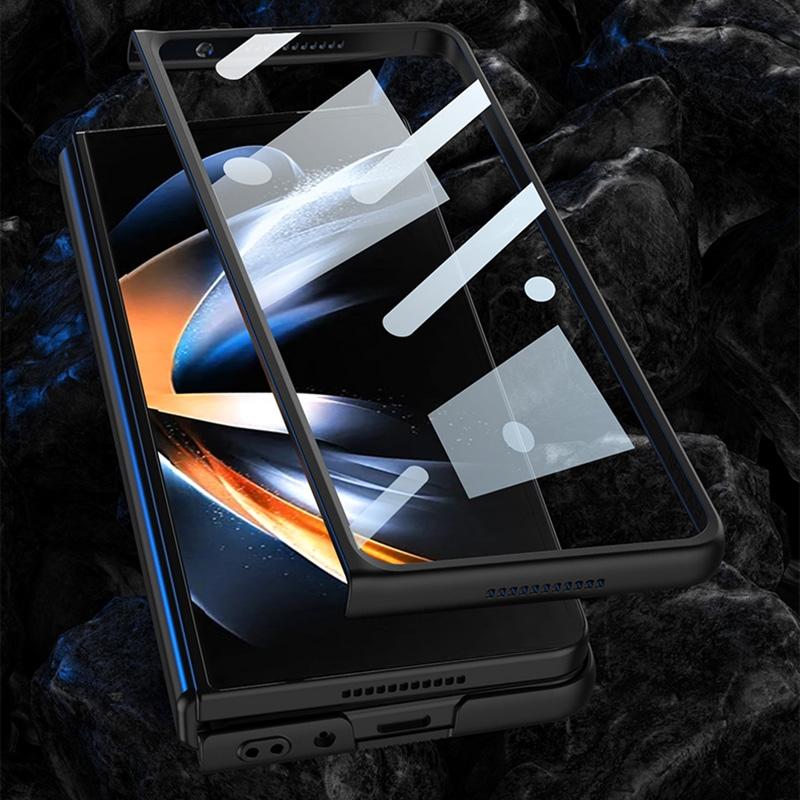 For Samsung Galaxy Z Fold4 5G Foldable Leather Case With Stand - Ultra Thin - Carbon Fiber 5