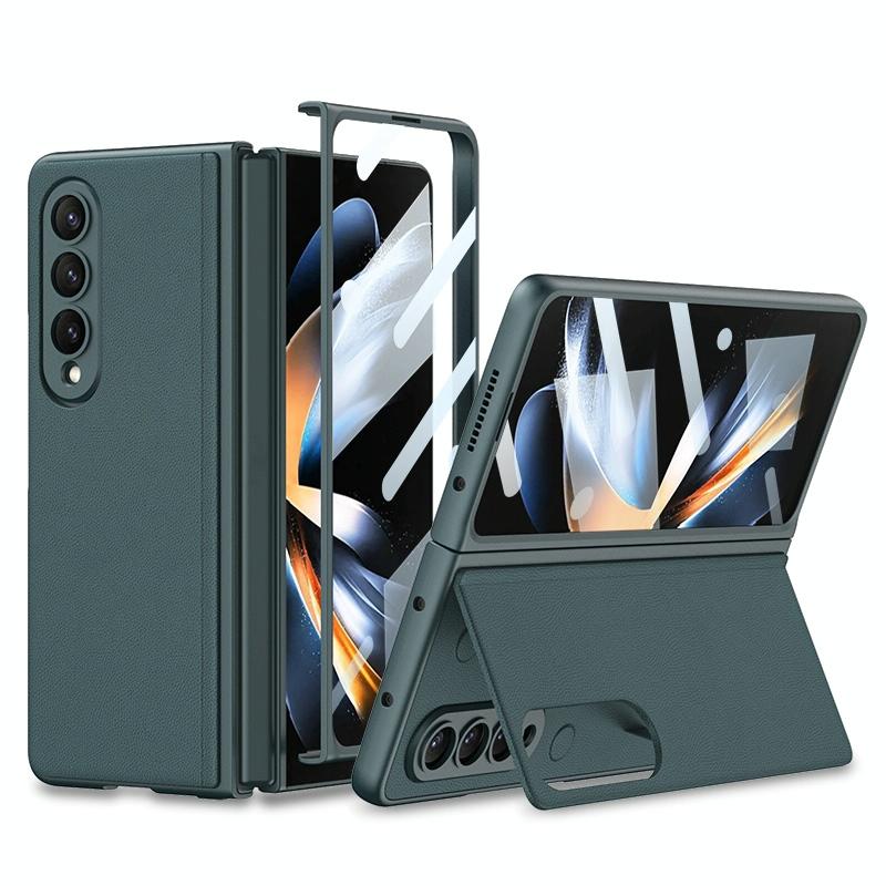 For Samsung Galaxy Z Fold4 5G Foldable Leather Case With Stand - Ultra Thin - Carbon Fiber 10