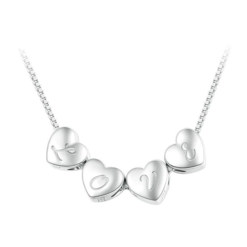 925 Sterling Silver Platinum Plated Love Letters Diy Beads In - V 4