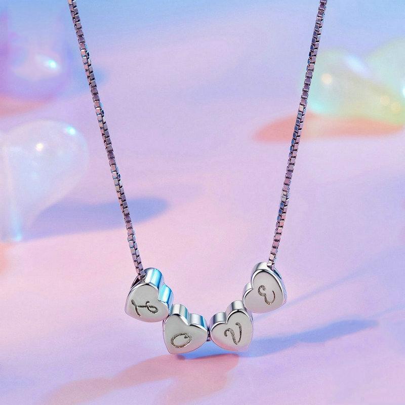 925 Sterling Silver Platinum Plated Love Letters Diy Beads In - V 7