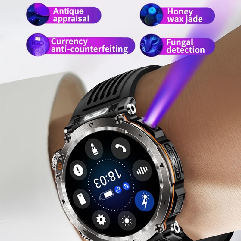 Waterproof Smart Watch With Flashlight And Compass - 1 Inch - Blue 8