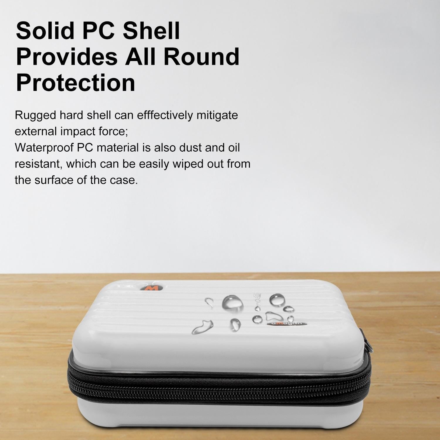 Waterproof Hard Shell Storage Bag for Amagisn - Compact Size - Pearl White 7