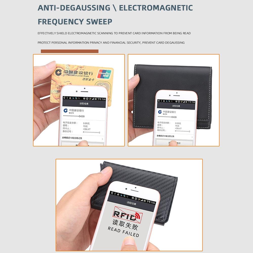 Rfid-protected Plaid Leather Wallet with Automatic Card Ejector - Black 7