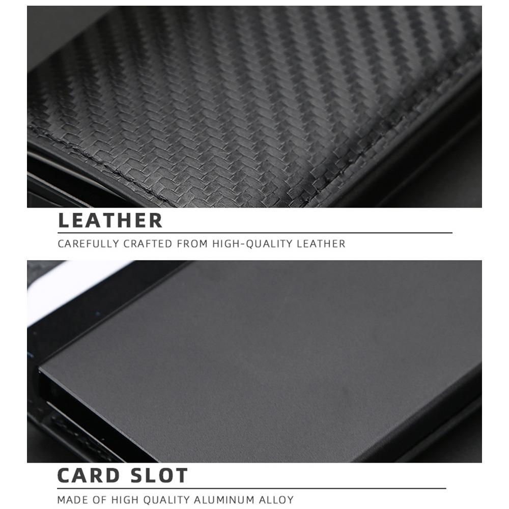 Rfid-protected Plaid Leather Wallet with Automatic Card Ejector - Black 8