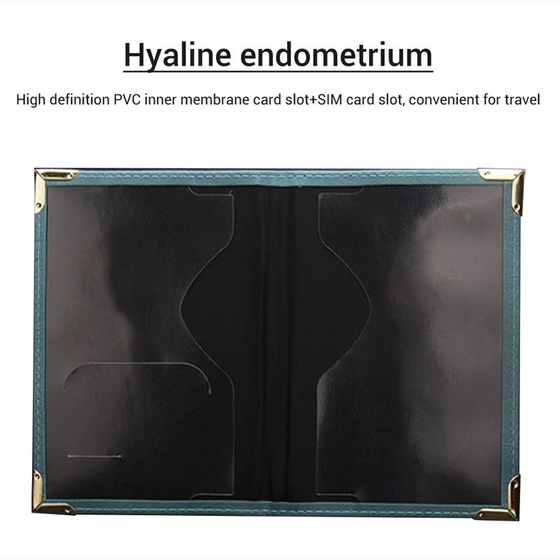 Dark Blue Leather Passport Cover With Metal Feet 6