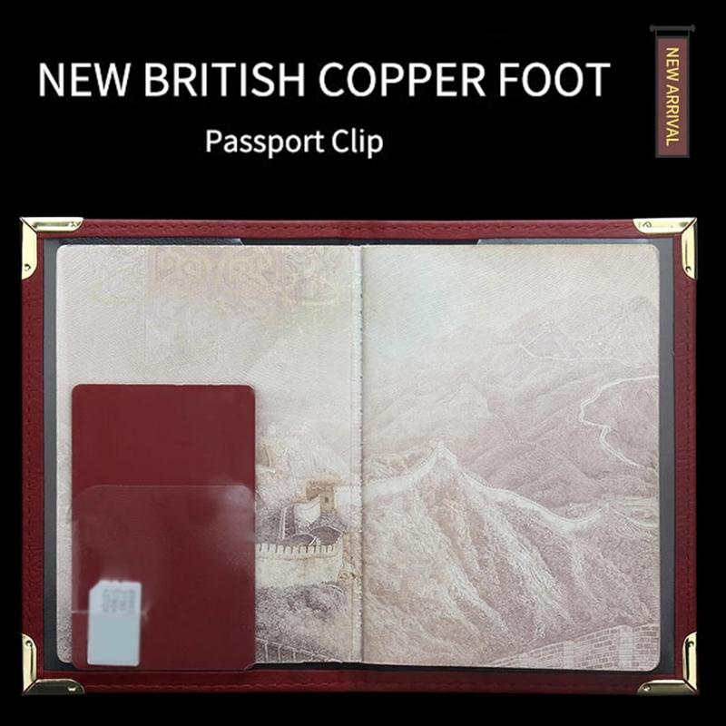 Dark Blue Leather Passport Cover With Metal Feet 7