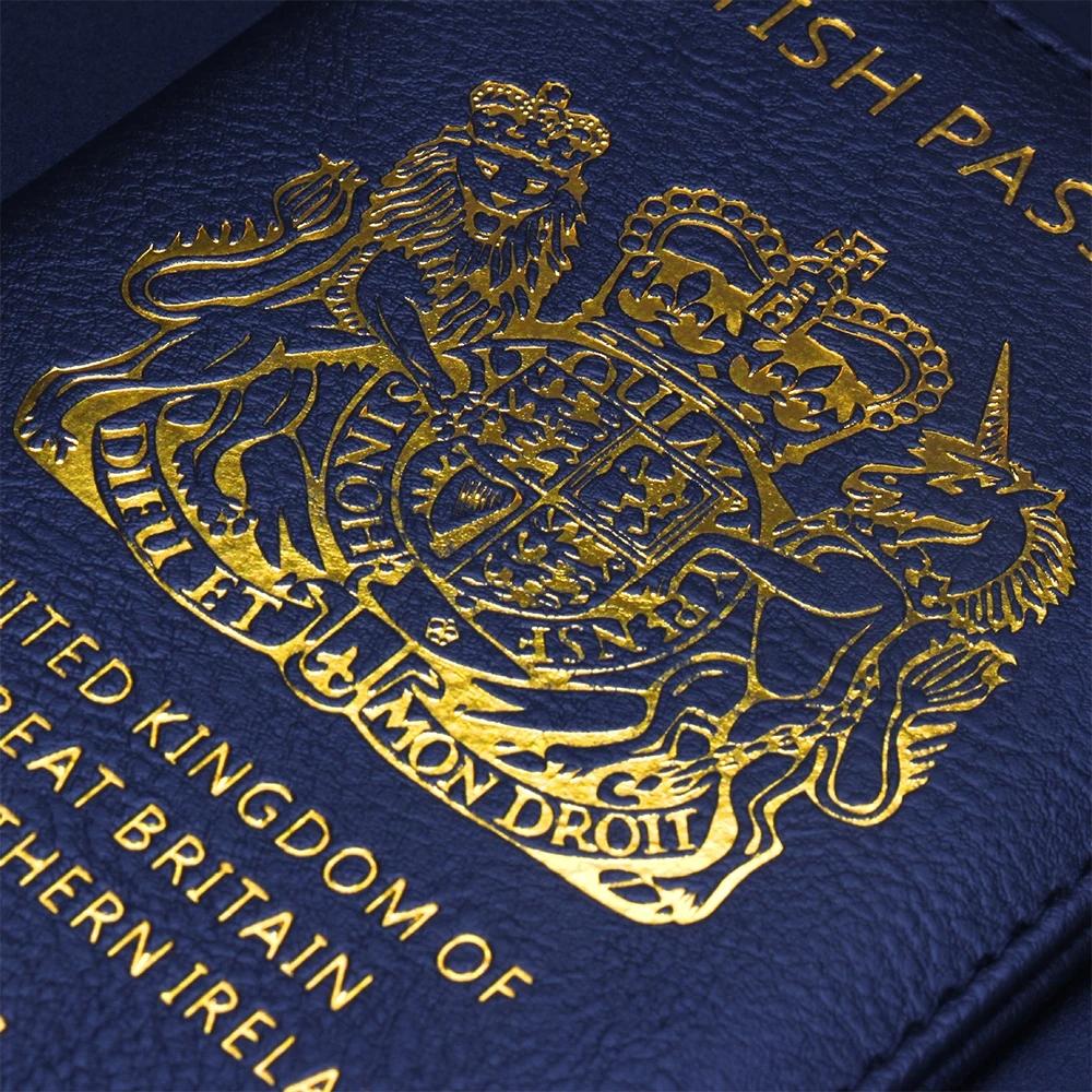 Dark Blue Leather Passport Cover With Metal Feet 8