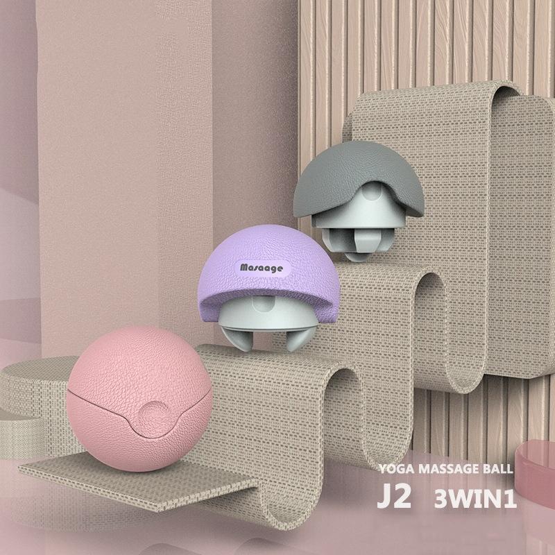 3-In-1 Fitness Yoga Massage Ball Cervical Meridian Massager - Gray 3