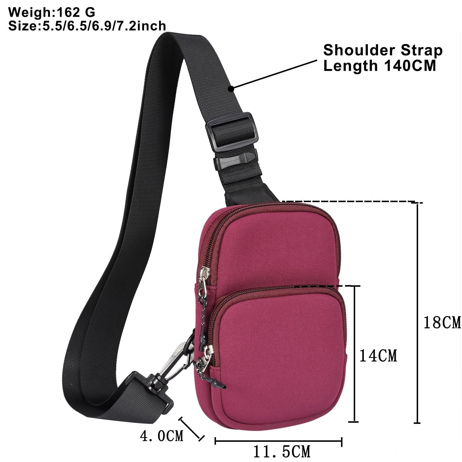 Universal Nylon Chest Bag For 5.5 Inch -7.2 Inch Phones Fashionable And Functional - Green 12