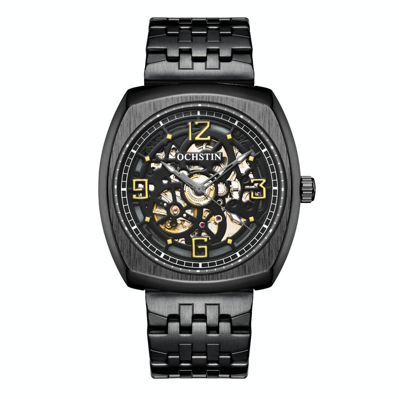 Masterpiece Mechanical Men Watch with Steel Band - Black Gold