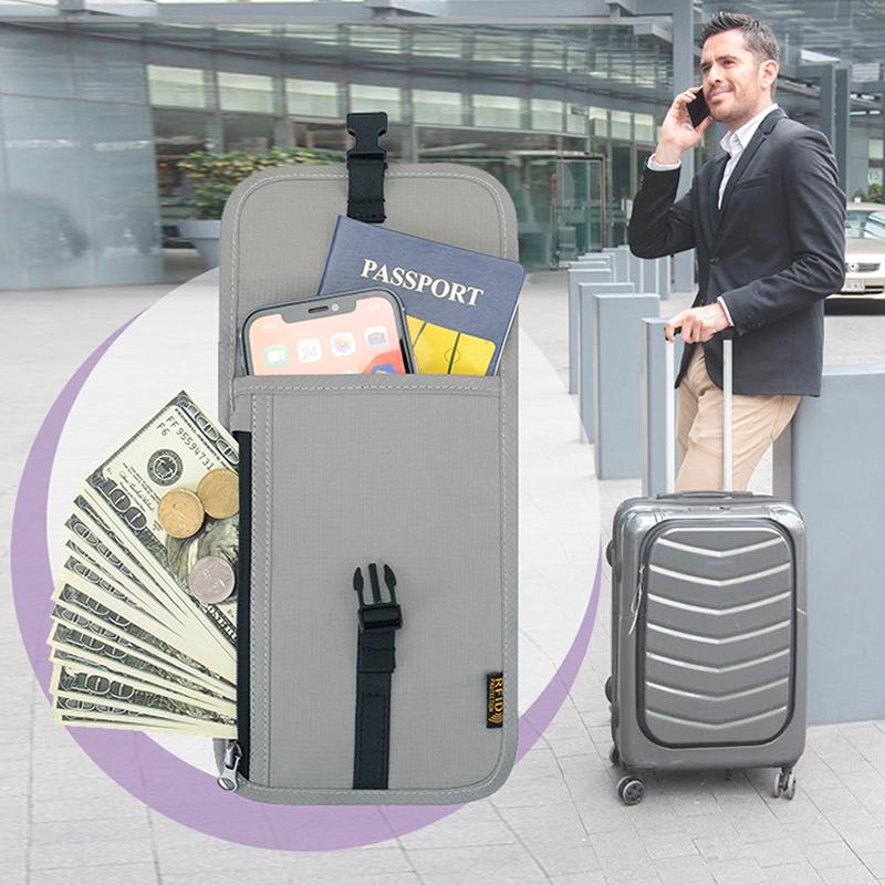 Neck Strap Rfid Passport Bag for Travel - Black 8