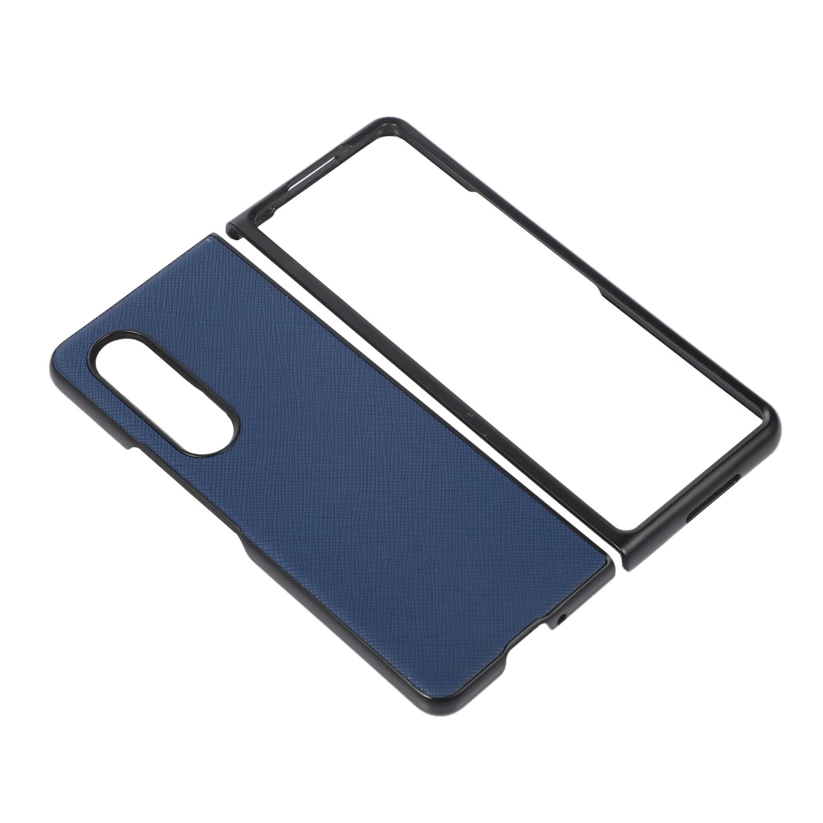 For Samsung Galaxy Z Fold4 5G Fold 4 Cross Texture Pu Leather Case - Blue 6