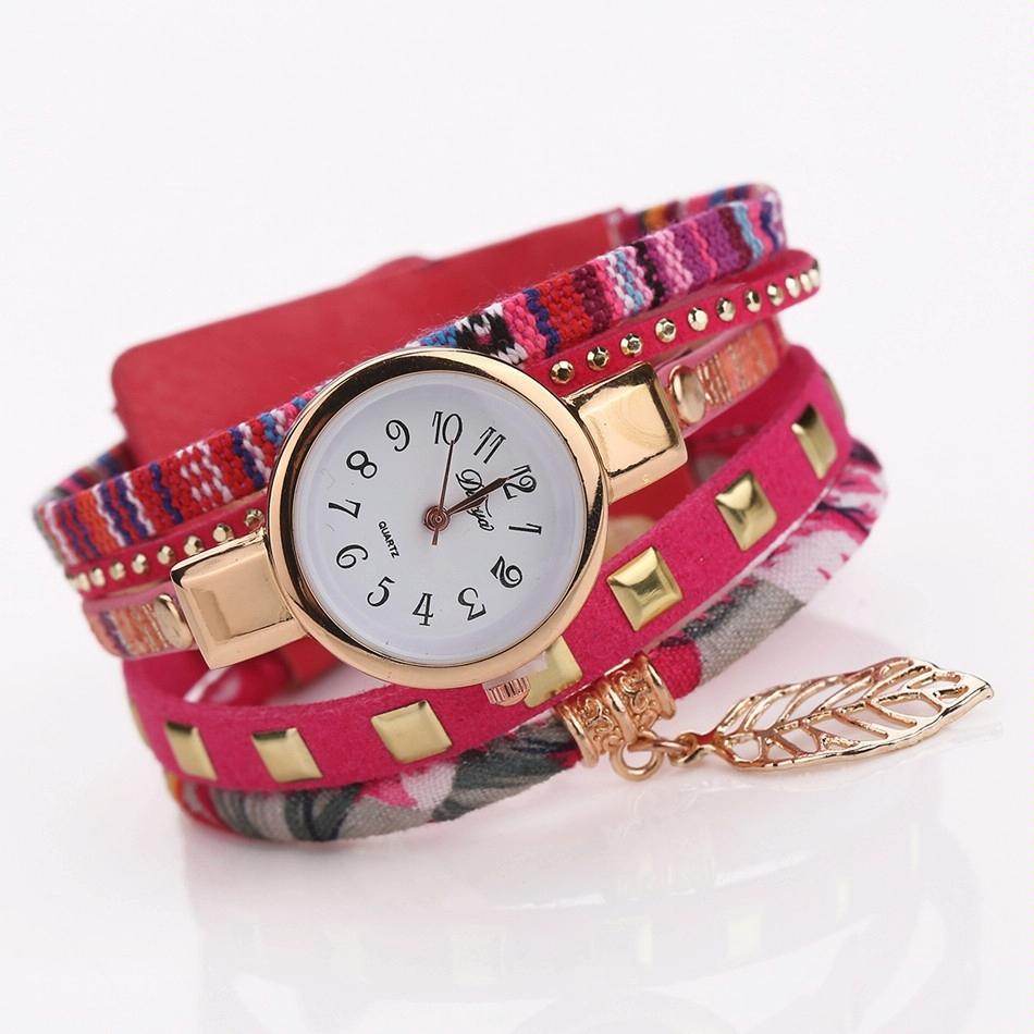 Leaf Pendant Quartz Bracelet Watch for Women - Black 3