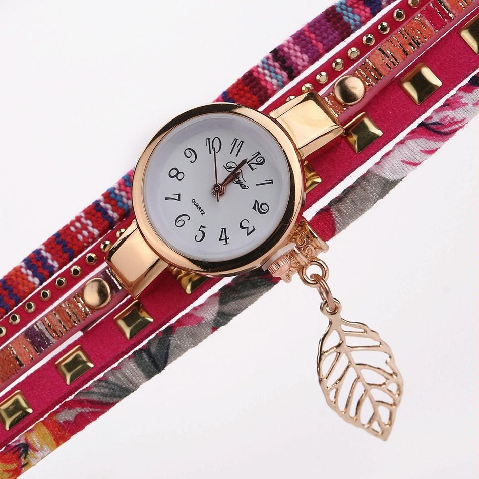 Leaf Pendant Quartz Bracelet Watch for Women - Black 4