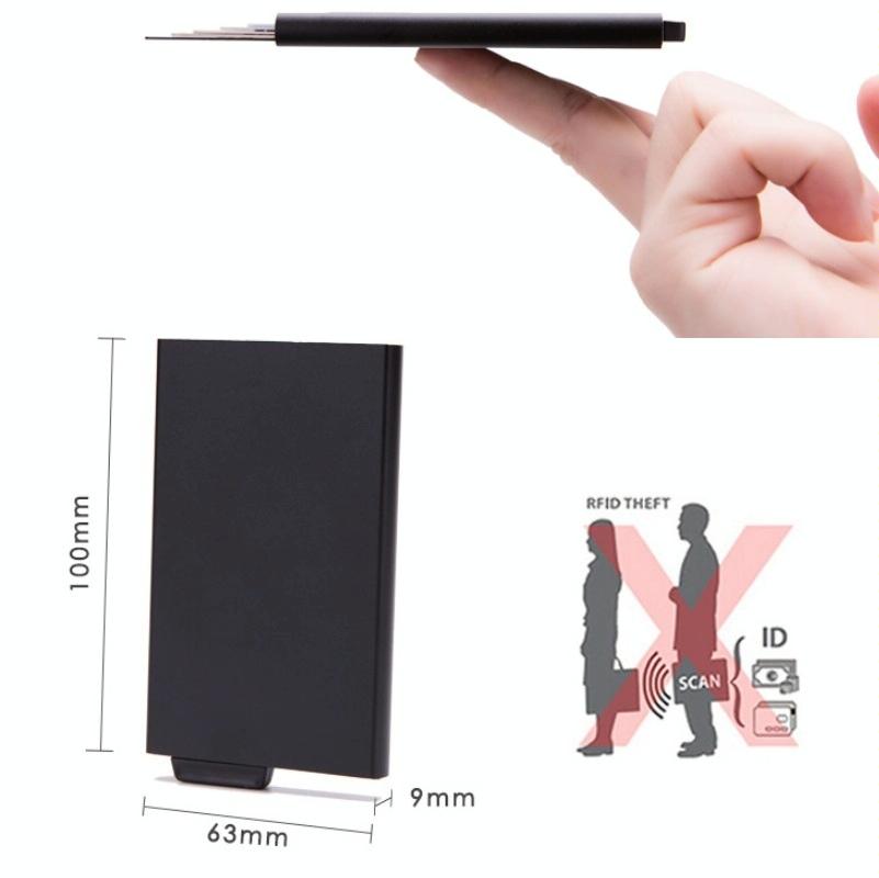 Automatic Eject Rfid Blocking Aluminum Card Wallet - Golden