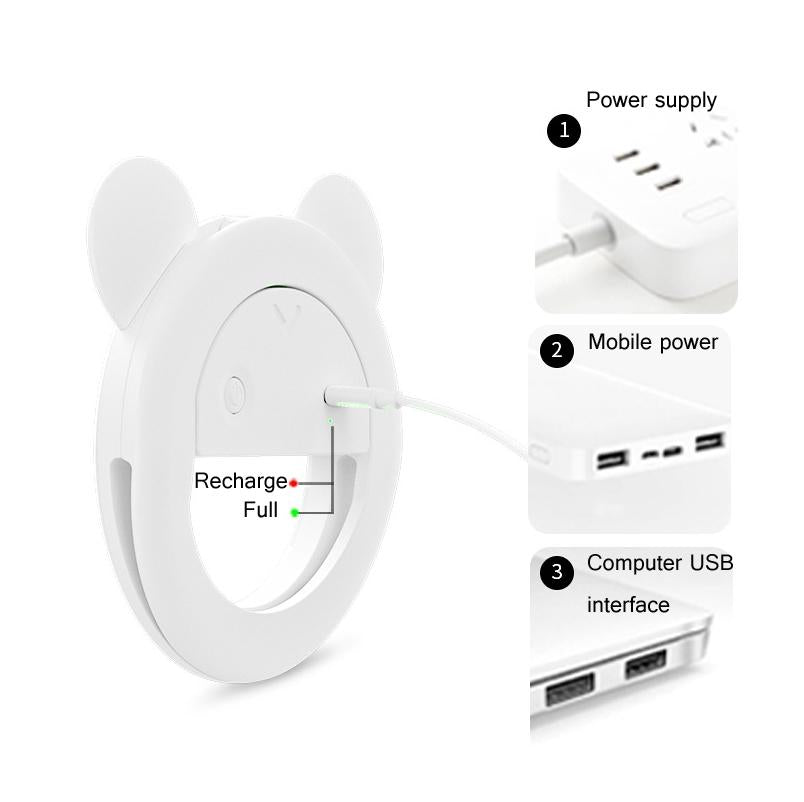 2-pack Large-capacity Live Video Conference Ring Light for Mobile Phone Selfies - Bear Ear 4