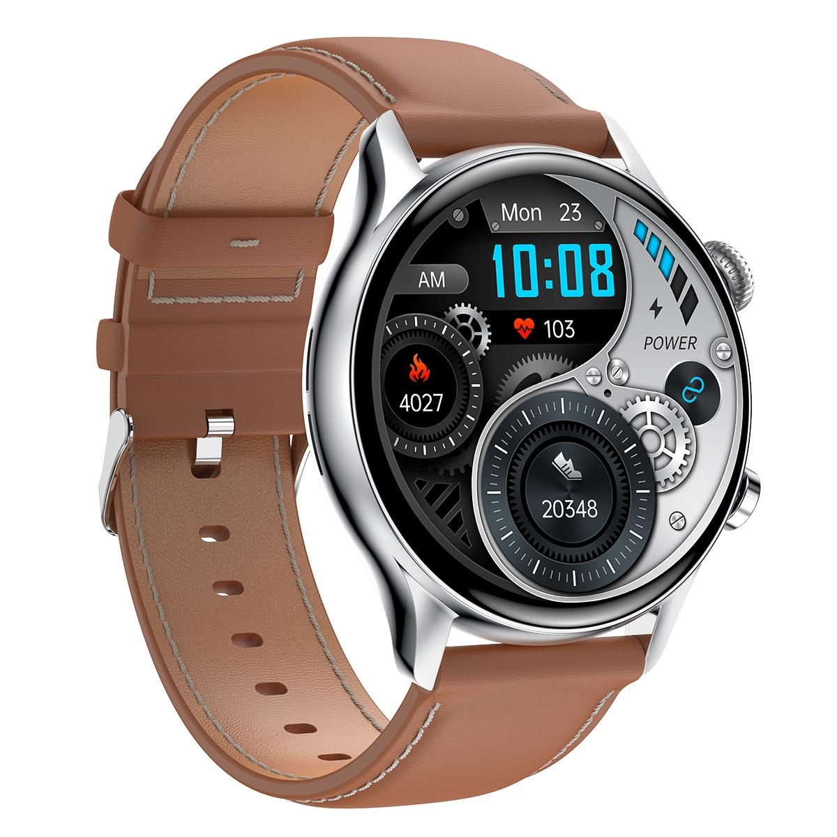 1.36 Inch Amoled Screen Leather Strap Smart Watch Support Nfc Function / Blood Oxygen Monitoring - Black 11