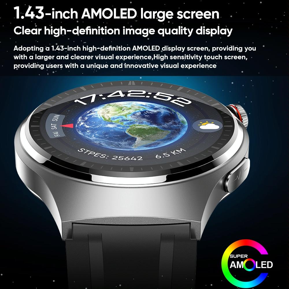 1.43 Inch Amoled Ip67 Smart Call Watch Support Ecg / Body Temperature / Blood Glucose Monitoring - Black 5