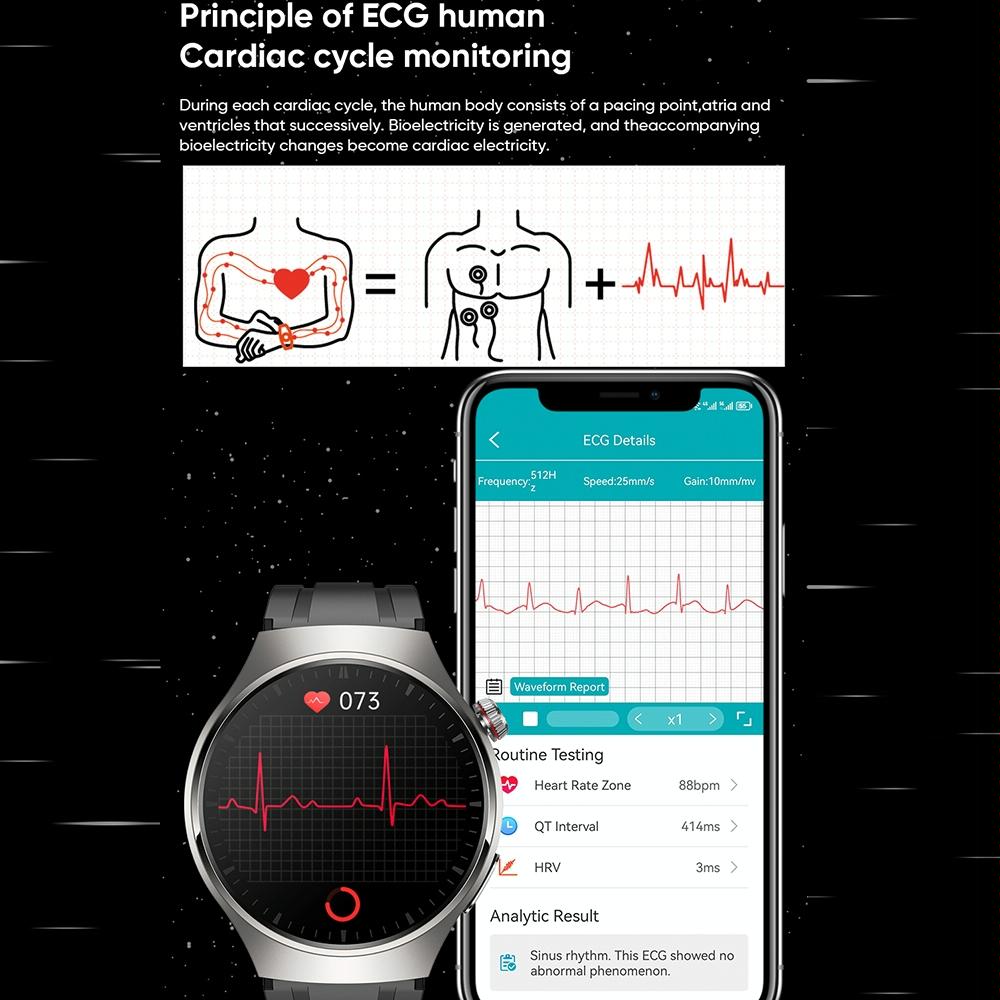 1.43 Inch Amoled Ip67 Smart Call Watch Support Ecg / Body Temperature / Blood Glucose Monitoring - Black 6