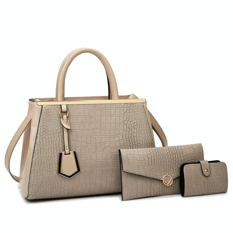 Patchwork Stone Pattern Handbag - Shoulder / Crossbody - Khaki 12