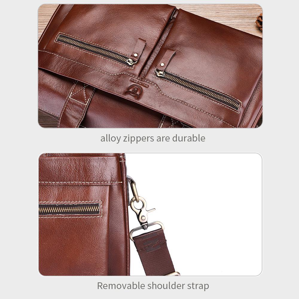 Large Capacity Retro Cowhide Briefcase - Black 8