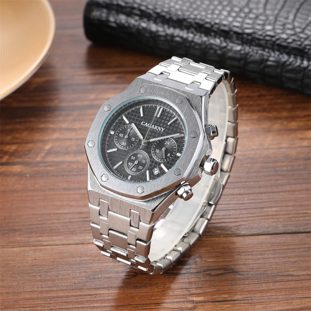 Men Simple Steel Quartz Watch with Band - 6835 - Silver + White 11