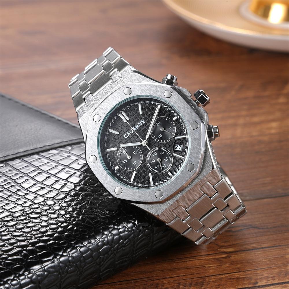 Men Simple Steel Quartz Watch with Band - 6835 - Silver + White 12