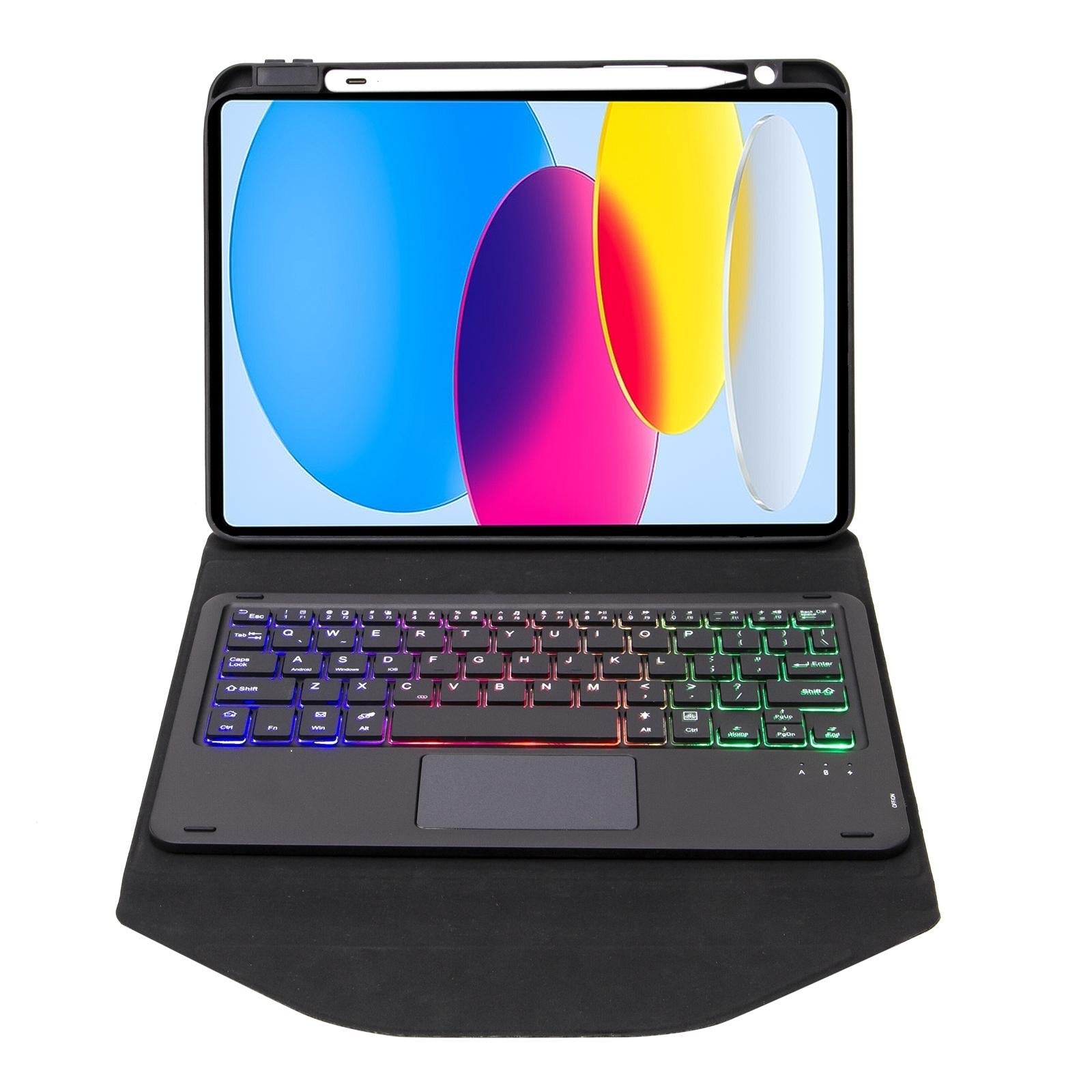 Touchpad Bluetooth Keyboard Leather Tablet Case With Pen Slot And Backlight - Green 4