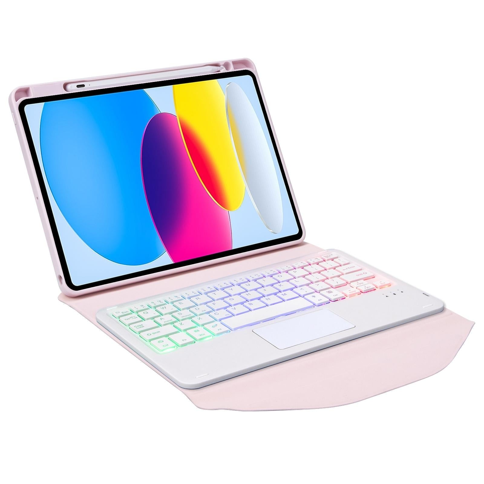 Touchpad Bluetooth Keyboard Leather Tablet Case With Pen Slot And Backlight - Green 8