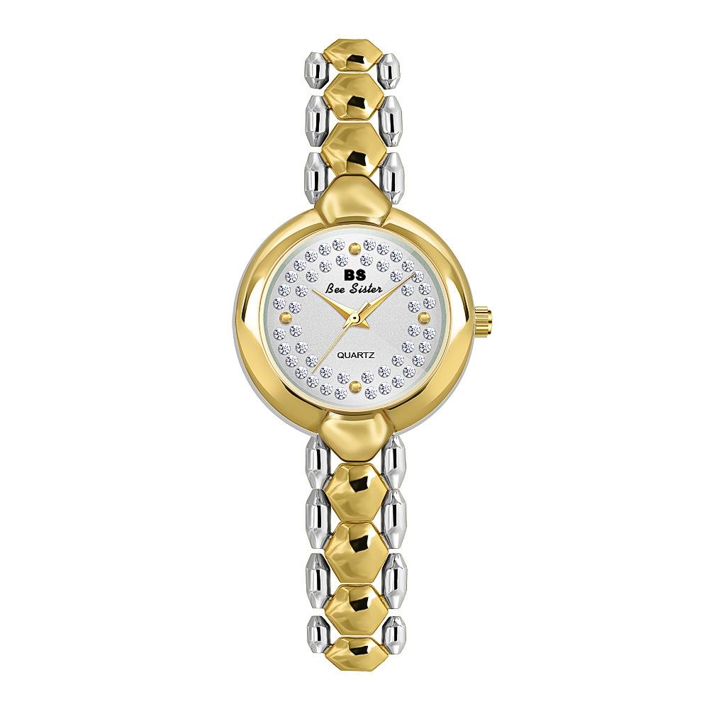 Women Diamond Chain Watch - Elegant Jewelry - Golden Silver