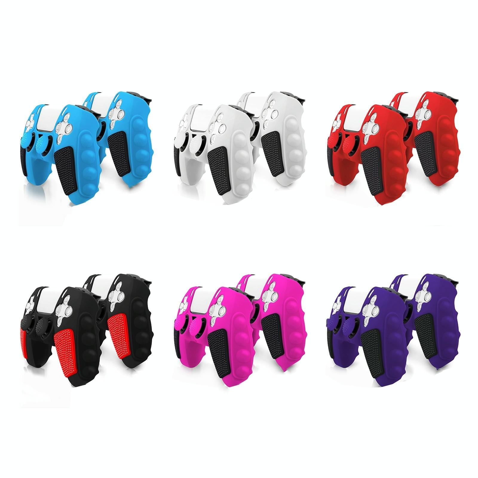 Silicone Gamepad Protective Case for Sony Ps5 with Splicing Design and Rocker Caps - Red Black 3