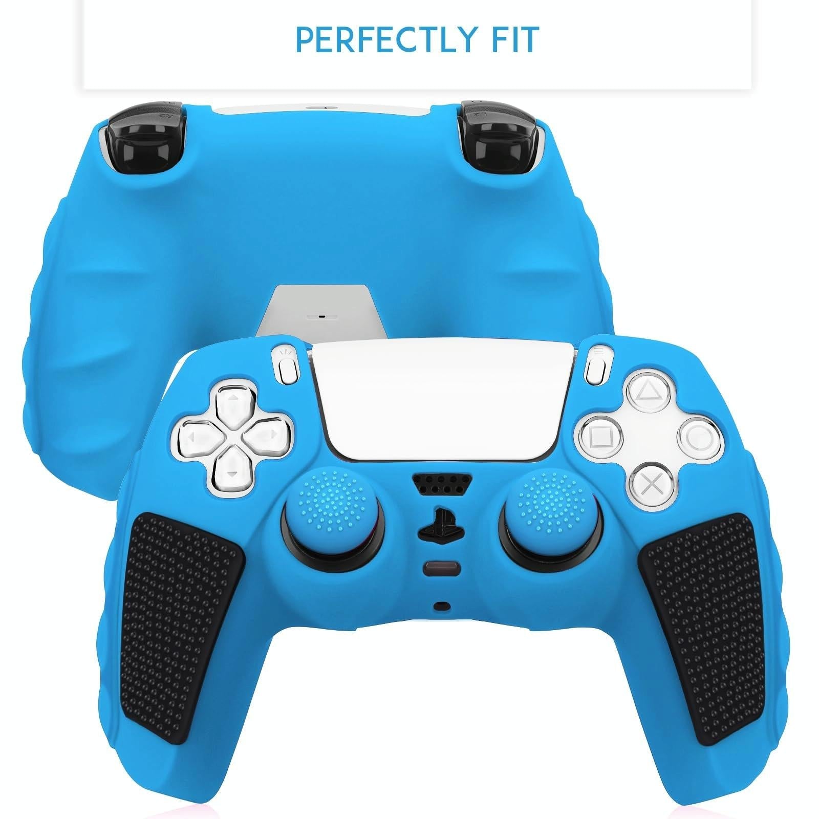Silicone Gamepad Protective Case for Sony Ps5 with Splicing Design and Rocker Caps - Red Black 4
