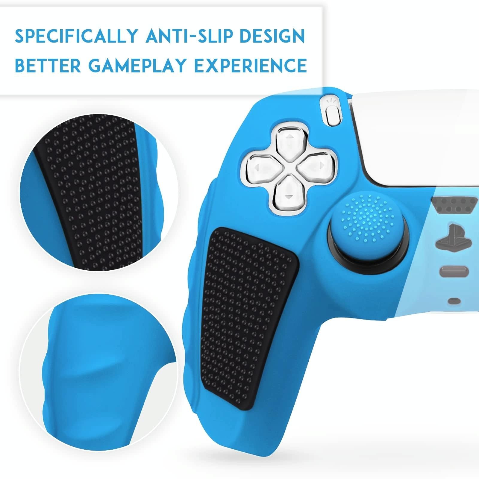 Silicone Gamepad Protective Case for Sony Ps5 with Splicing Design and Rocker Caps - Red Black 7