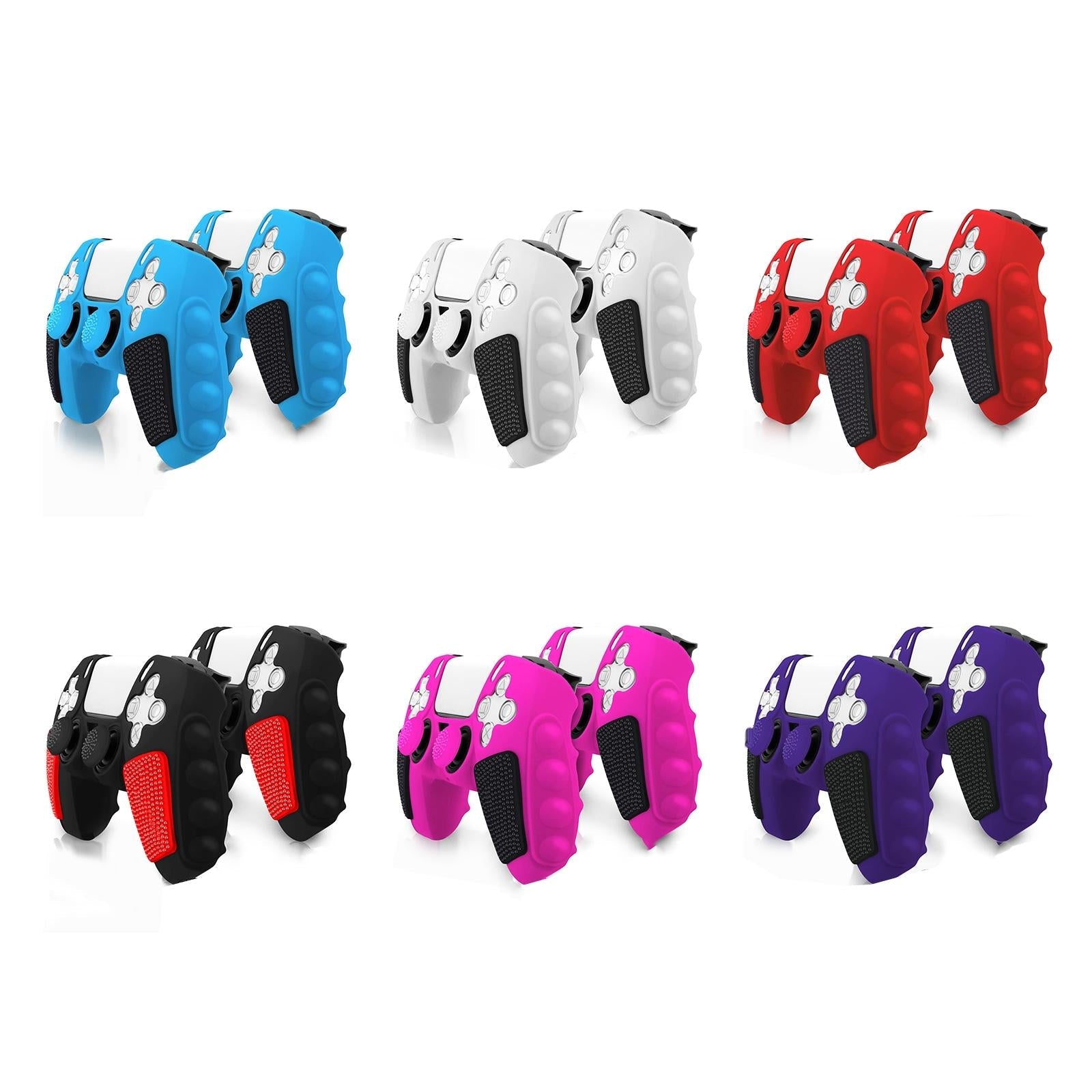 Silicone Gamepad Protective Case for Sony Ps5 with Splicing Design and Rocker Caps - Red Black 9