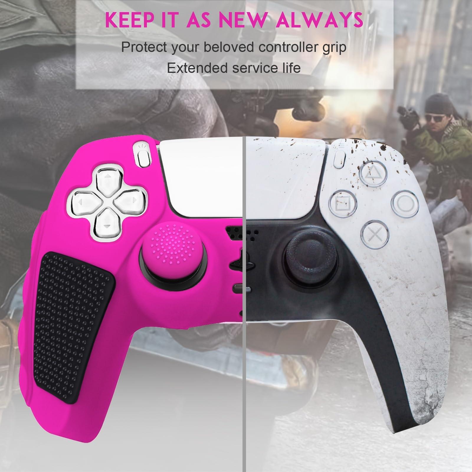 Silicone Gamepad Protective Case for Sony Ps5 with Splicing Design and Rocker Caps - Red Black 11