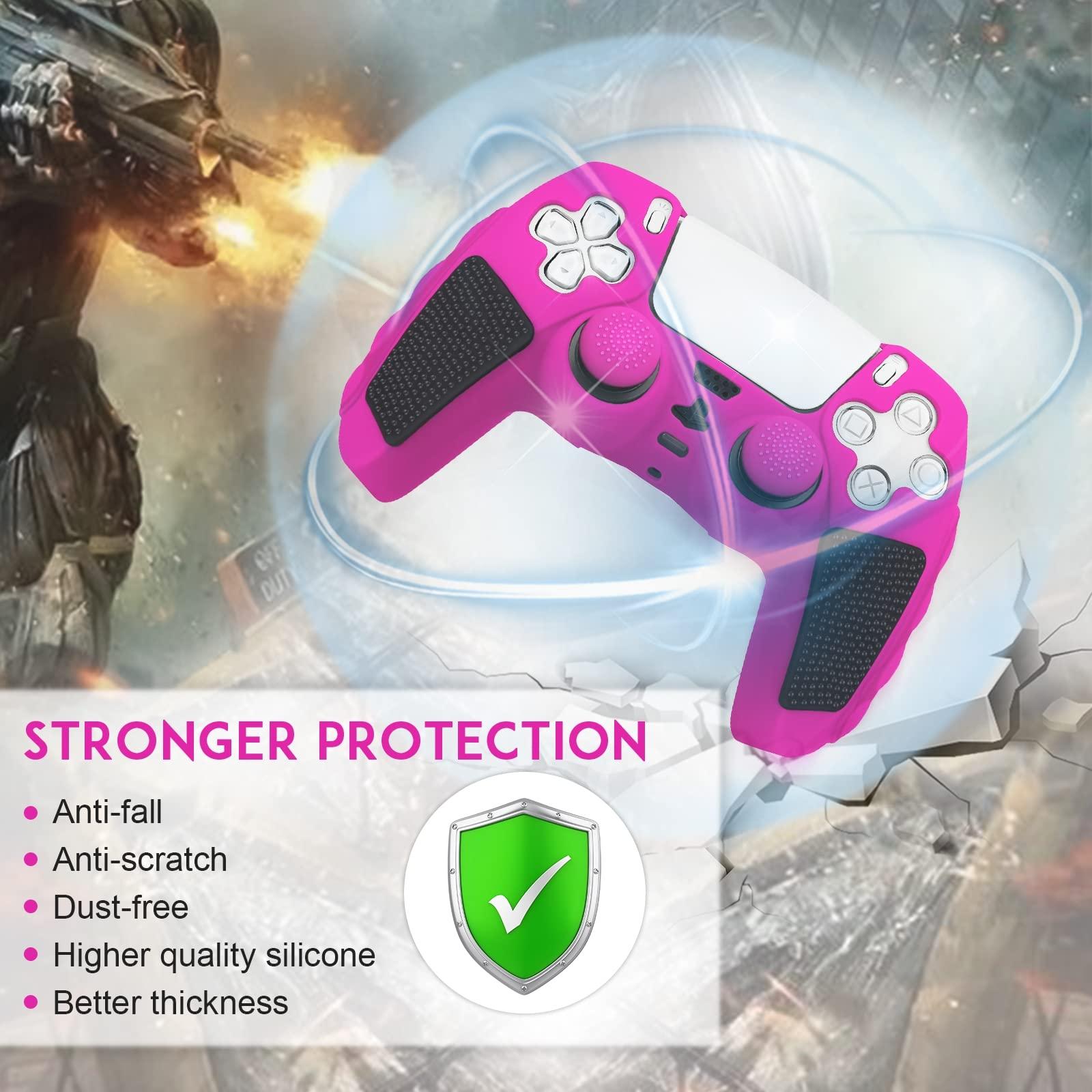 Silicone Gamepad Protective Case for Sony Ps5 with Splicing Design and Rocker Caps - Red Black 12