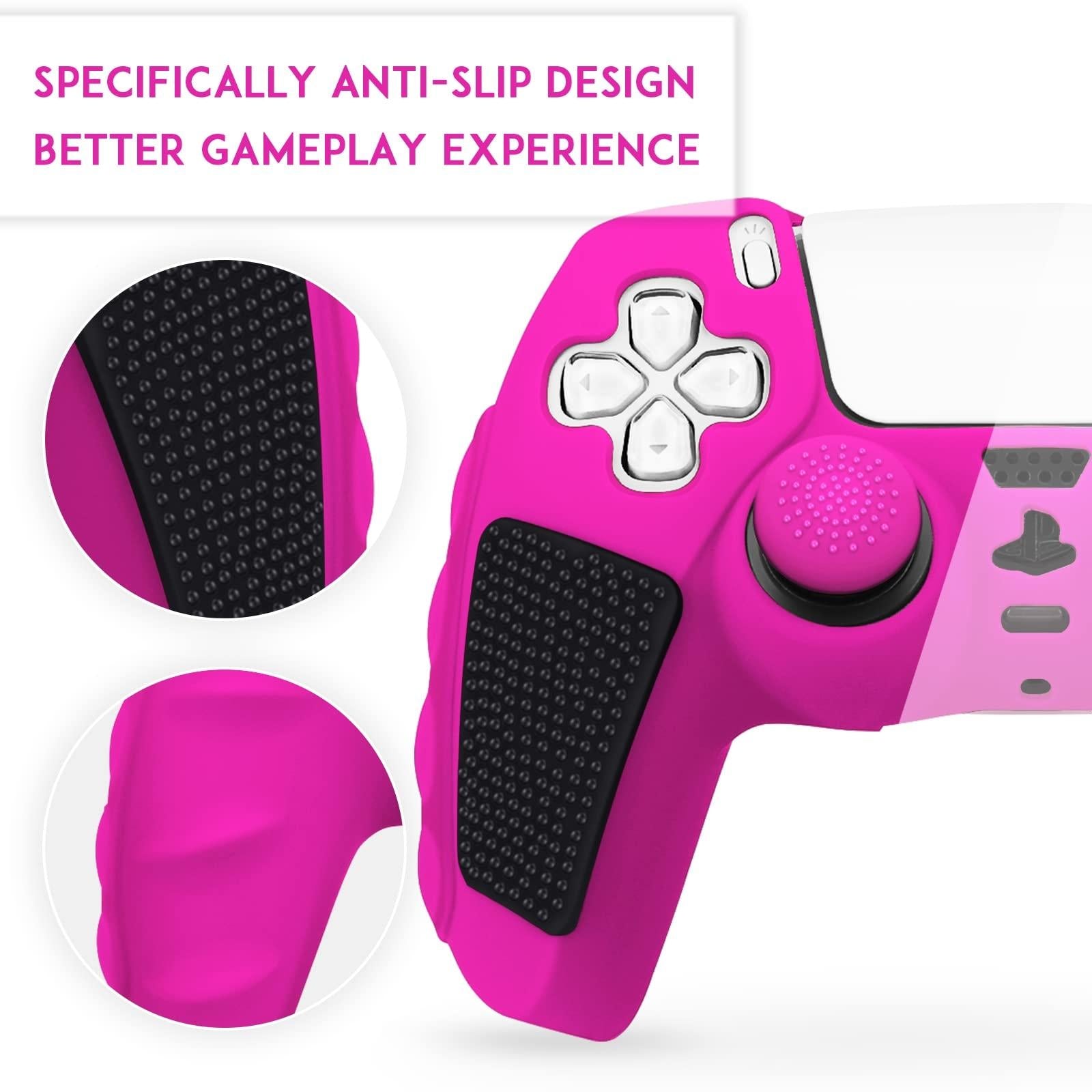 Silicone Gamepad Protective Case for Sony Ps5 with Splicing Design and Rocker Caps - Red Black 13