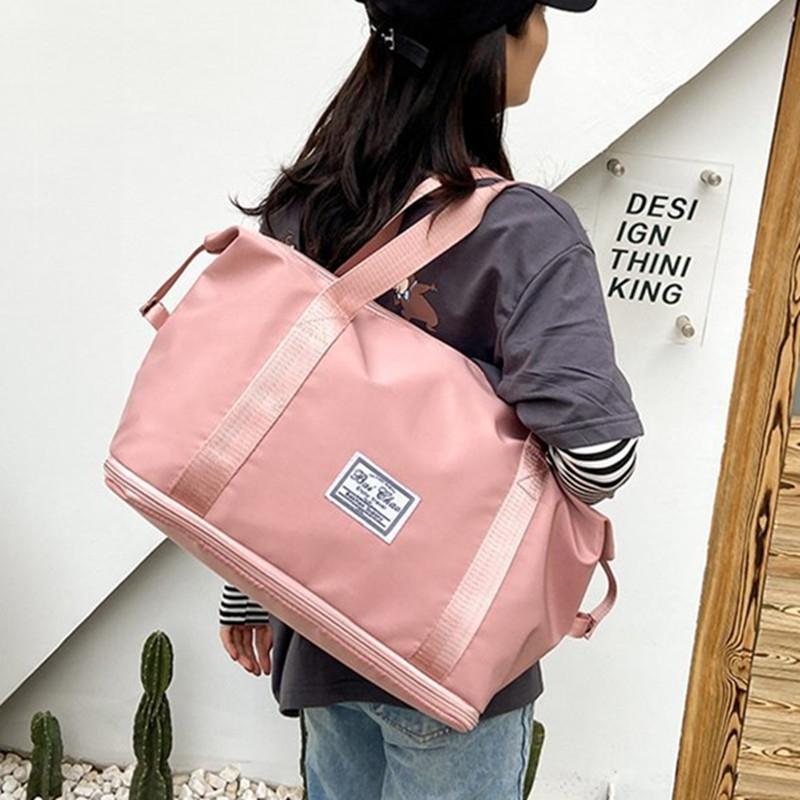 Sports Gym Duffel Bag with Wet / Dry Separation - Large Capacity - Pink 6