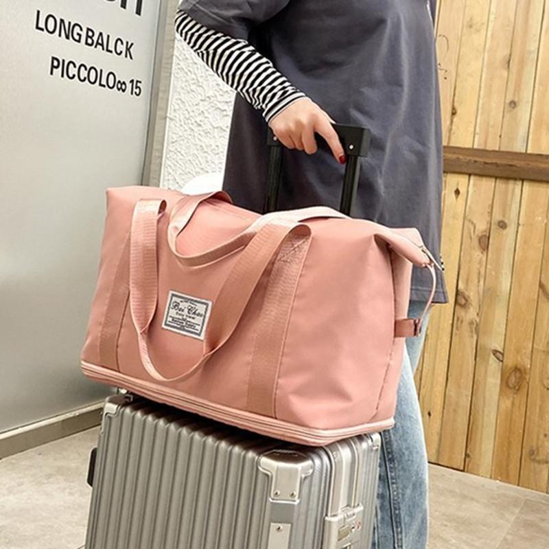 Sports Gym Duffel Bag with Wet / Dry Separation - Large Capacity - Pink 7