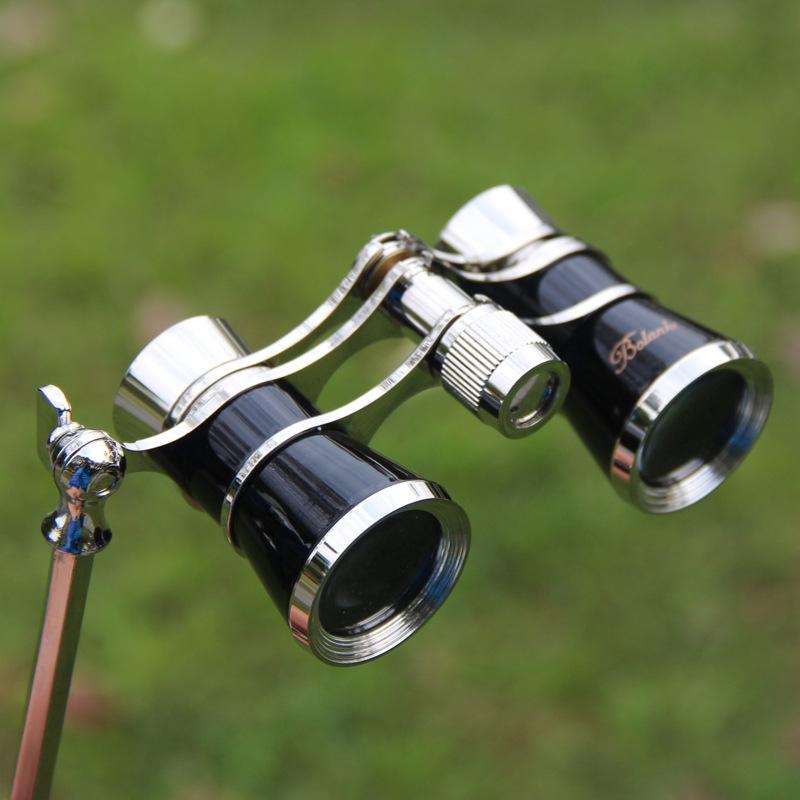 Chrome Double Cylinder Telescope with Handle - 3 x 25 Lady - Black 4