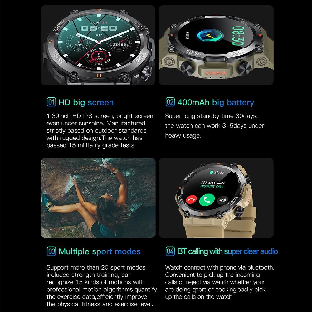 1.39 Inch Heart Rate / Blood Pressure / Blood Oxygen Monitoring Smart Calling Watch - Green 7