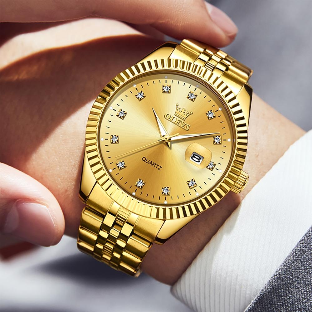 Men Luminous Waterproof Quartz Watch with Diamond Accents - White 7
