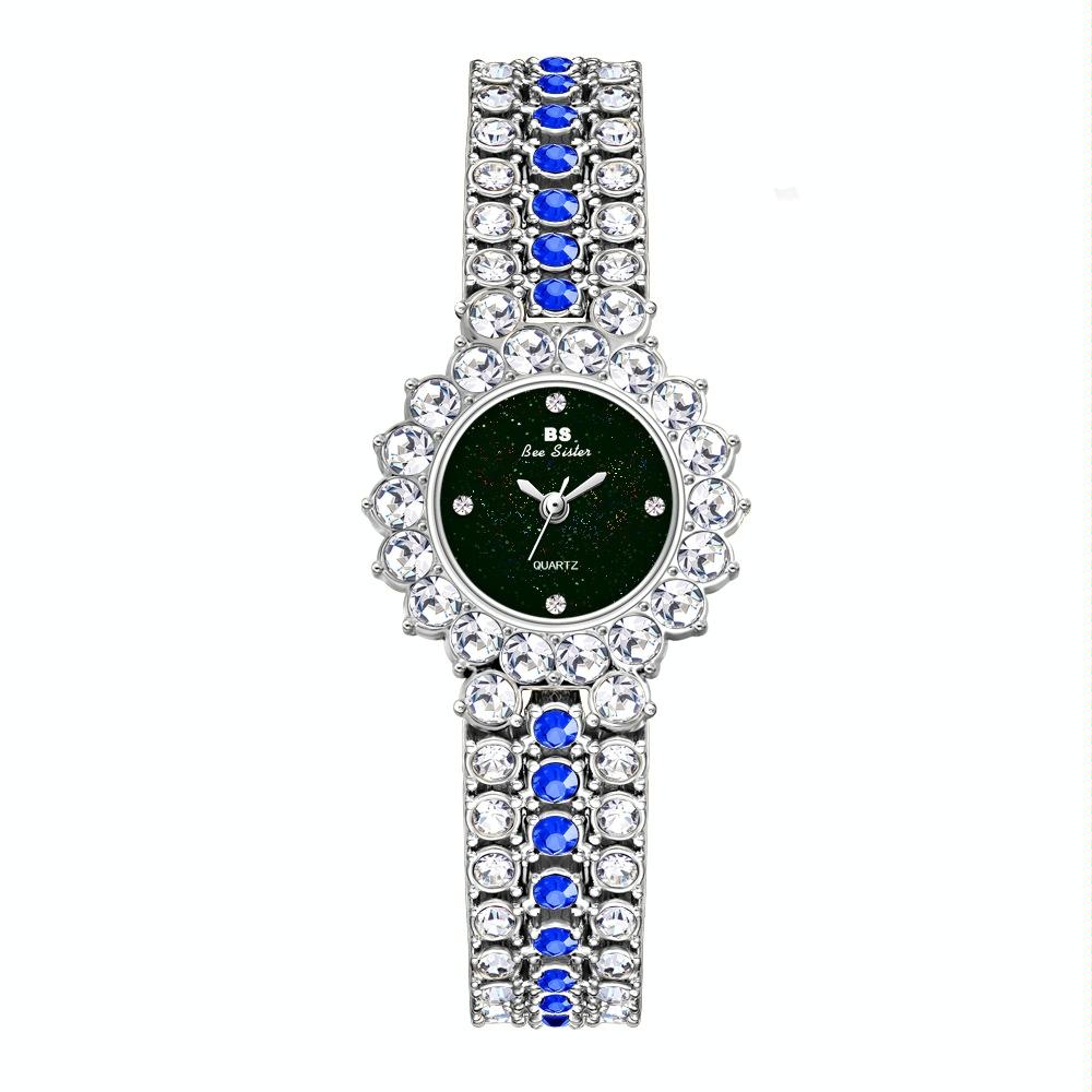 Sparkling Diamond Chain Watch for Women - Full of Elegance - Silver Blue 5